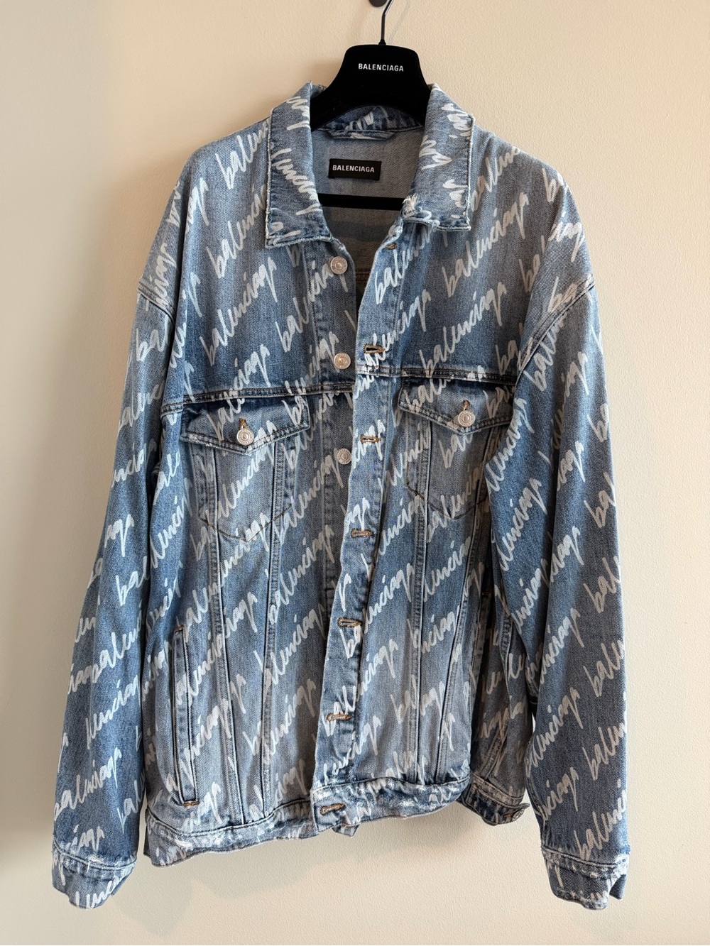 Balenciaga Allover Logo Denim Jacket